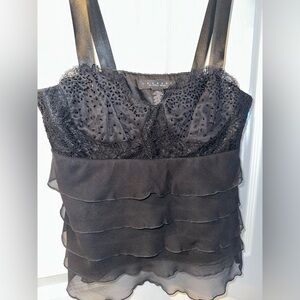 Laundry by Shelli Segal black top XSM Lace bra beaded beads